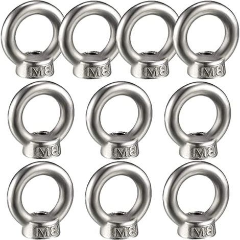 10PCS Écrou à oeil de levage, écrou à anneau femelle pour le levage de l'acier inoxydable 304Pack-of-10, M8 (1/5)