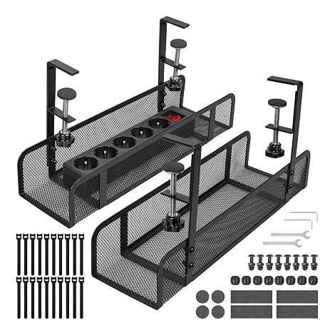 Office Cable Tidy without Drilling, Cable Tidy Desk Tidy Cable Tidy Cable Tray Black (1/5)