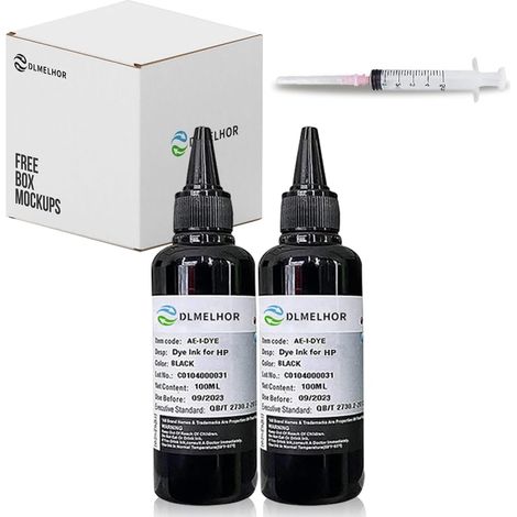 Kit de recharge d'encre noire pour imprimante jet d'encre compatible avec HP 61 60 62 63 564 920 901 902 932 933 934 940 950 951 952 94 95 96, système CISS, 2 flacons, 200 ml (1/5)