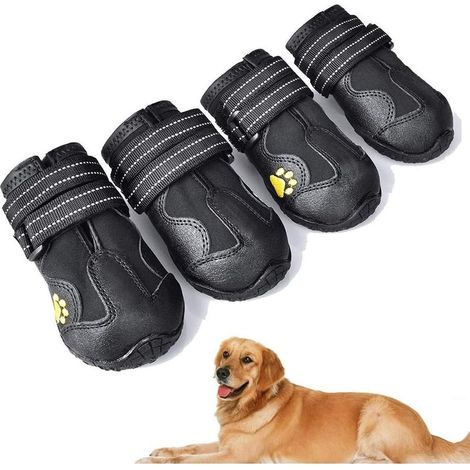 pcs Dog Boots, Waterproof Dog Shoes with Adjustable Reflective Straps for Large and Medium Dogs (A, 7) (1/5)