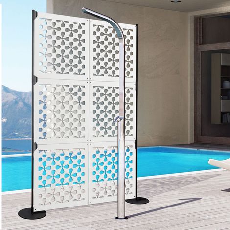 QUADRIFOGLIO - Panneau ajouré en PVC - Brise-soleil - Couleur : blanc - Dimension : 48x48 cm