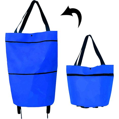 Chariot De Courses Pliable - Roues Rétractables - Fond En Plaque PP - Sac À Main Ou Charriot - Capacité 30 L - 1 Pièce (1/5)