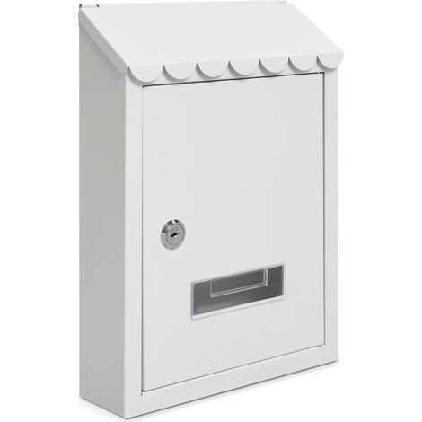 Boîte aux Lettres Murale(21 x 30 x 7 cm Blanche) boîte aux Lettres verrouillable en Acier galvanisé avec 2 clés résistante aux intempéries Boîte aux Lettres (1/5)