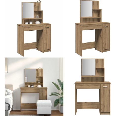 vidaXL Coiffeuse avec miroir chêne artisanal 86,5x35x136 cm (1/5)