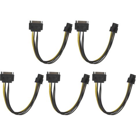Cable Adaptateur Alimentation Carte Graphique - 6 Pin vers 15 Pin - 20 cm - Lot de 5 (1/5)