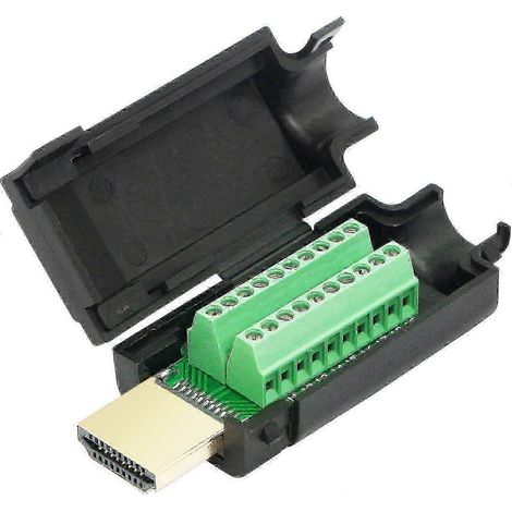Adaptateur HDMI à bornes à vis, version 1105 avec connecteur HDMI mâle plaqué or et borne sans soudure (1/5)