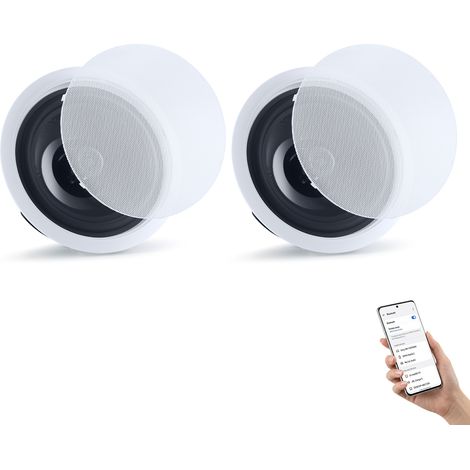 VEVOR Altavoces de Techo 203,2 mm, Sistema de Altavoces para Techo con Amplificador y Bluetooth, Montaje Empotrado con Cable, para Sala de Estar, Cine en Casa, Comedor, Balcón Cubierto, 1 Par (1/5)