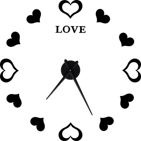 Horloge Murale Adhésive Innovante en Acryliqie Miroir pour Décor d'Intérieur Moderne - Noir