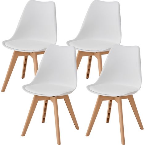 Wokaka - Set di 4 sedie da pranzo - Design scandinavo - Sedie bianche, gambe in polipropilene