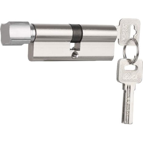Serrure à cylindreSerrure intérieure de sécuritéSerrure de porte d'entrée en métal antivol avec 3 clésAccessoire de porte domestique,70x29 mm,argenté (1/2)