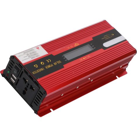 Convertisseur de puissance 900W, onde sinusoïdale modifiée, écran LCD, 12/24V vers 220V, port USB, silencieux, kit d'urgence pour camping et secours. (1/5)