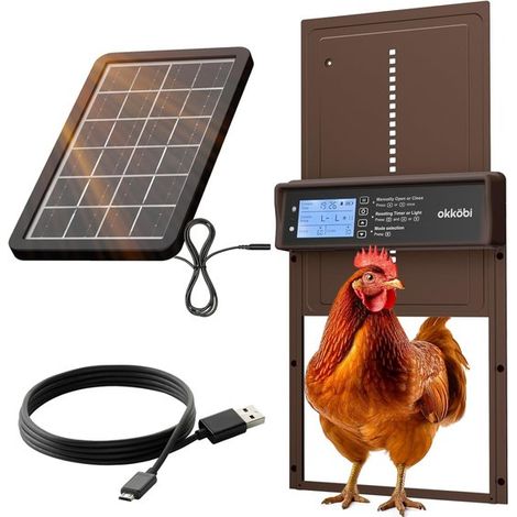 Automatische Hühnerstalltür mit Solarbetrieb, LCD-Bildschirm und Fernbedienung (1/5)