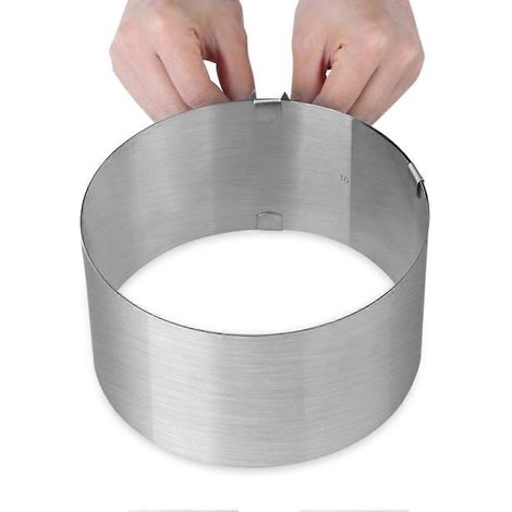 Moule à gâteau mousse en acier inoxydable pour la cuisson, rond et ajustable, 1 pièce, argenté (1/5)
