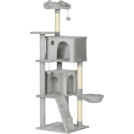 Árbol rascador para gatos de 160 cm con postes de sisal, cuevas, hamaca y escalera (1/5)