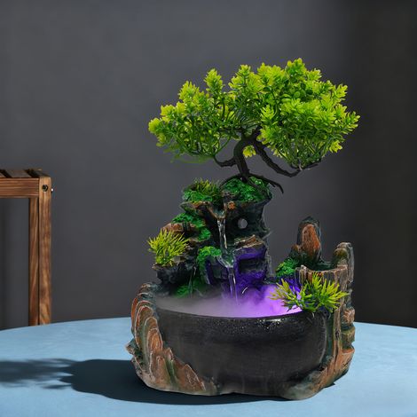 YISSALE - Fontaine d'intérieur en résine – Décoration avec éclairage LED – Dimensions 28x20x15 cm – Poids 1 (1/5)