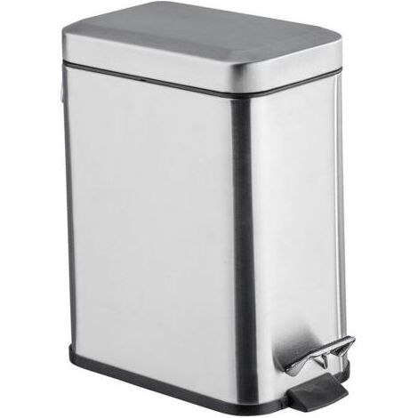 Kaelt - ALLIANDISUlisem Petite Poubelle Salle de Bain, Poubelle à pédale 5L, Square, Acier inox, 14x29,5x28 cm, aspect mat (1/4)