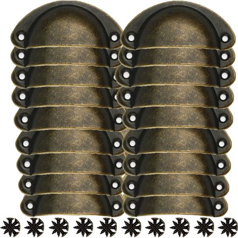 Poignée de tiroir/meuble rétro en forme de coquillage avec vis, couleur cuivre antique, lot de 20. (1/3)