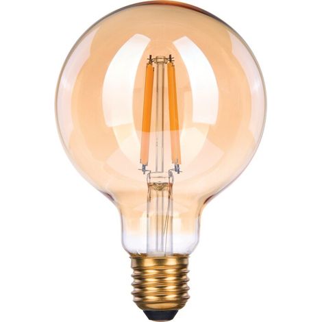 Ampoule LED globe à filament déco - Xxcell - E27 - 9 W - 950 lm - 2500 K - Dimmable - D. 95 mm - Ambrée