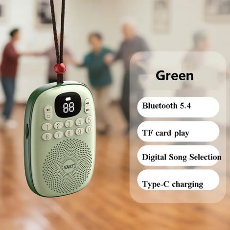 Mini radio FM de poche, écran LED, récepteur radio numérique, haut-parleur Bluetooth 5.4 rechargeable, lecteur de musique sur carte TF, fonction de mémorisation en cas de coupure de courant. (1/5)