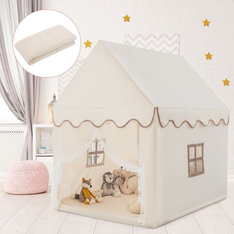 Tente de Jeux pour Enfants Cabane de Style Princesse en Coton Cadeau pour Garçons et Filles Café CW8466 Maison Chic (1/2)
