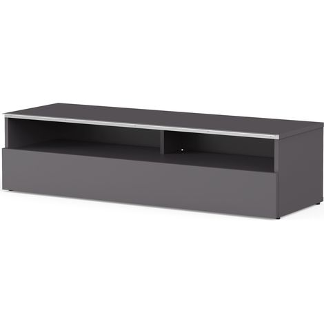 Meuble TV 2 niches 1 porte bois gris Los Angeles 120cm (1/2)