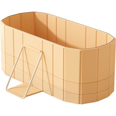 FIANAO – 120 cm tragbare Faltbadewanne – mit Wärmeabdeckung & Metallstütze, 5-lagig verstärktes PVC, für Erwachsene und Kinder, SPA-Badewanne - Gelb (1/5)