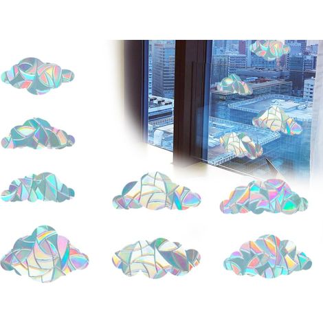 Autocollants pour fenêtre arc-en-ciel, autocollants pour fenêtre en forme de nuage, autocollants pour fenêtre en verre statique, 8 pièces