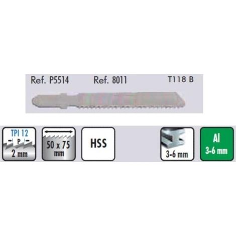 5 HOJAS CALAR CHAPA/ALUMINIO 5514 T118B METAL GRUESO(3-6) EN GENERAL.12 DIENTES