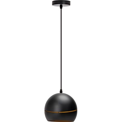 Suspension demi-sphère en fer noir et or, culot E27, décoration luxueuse pour toutes les pièces. (1/3)