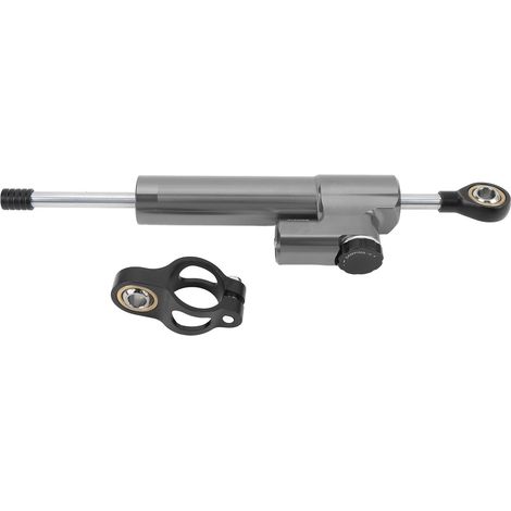 Ammortizzatore di sterzo regolabile per moto, universale, stabilizzatore di stabilità migliorato per motociclette, grigio scuro. (1/4)