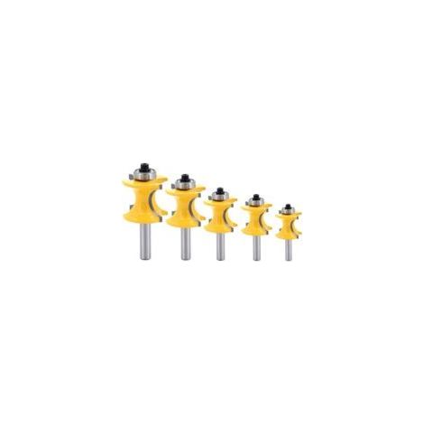 5Pcs 8mm Tige Bullnose avec colonne Perle visage/Moulure Router Bit, Fraise à Bois Coupe Rayon 1/4\" 3/8\" 1/2\" 5/8\" 3/4\", Outile Pour Menuiserie (1/5)