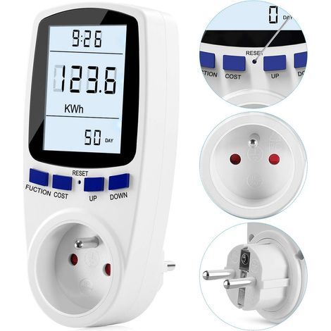 Contatore di energia CA 185V 264V, misuratore di consumo energetico, monitor di utilizzo dell'elettricità con schermo LCD (tariffa unica), 15773mm (1/2)