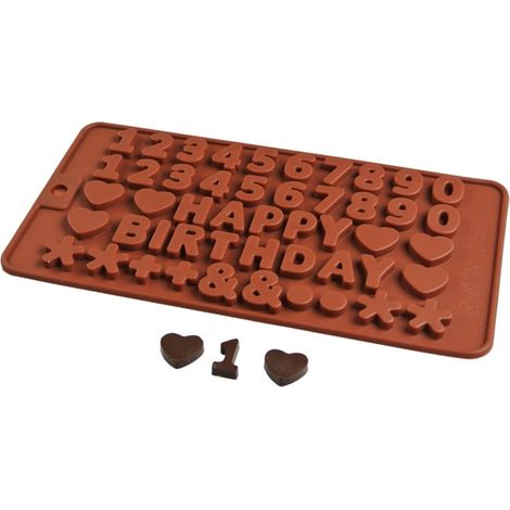 Molde de silicona para bombones, decoraciones de azúcar y números de chocolate. (1/3)