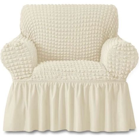 Housse de Canapé - 1 Places - - Durable - Haute élasticité - Taille S - Beige (1/4)