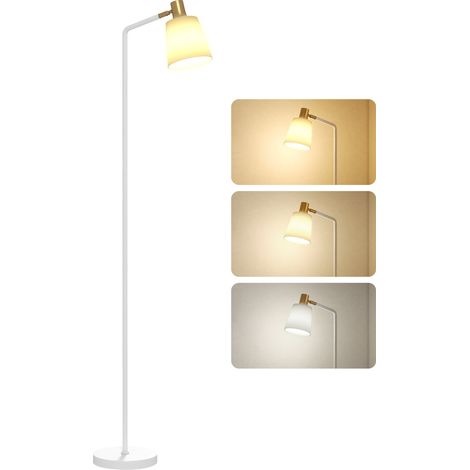 HOMCOM Standing Lamp with Rotatable Head, Modern Floor Lamp, White (1/5)