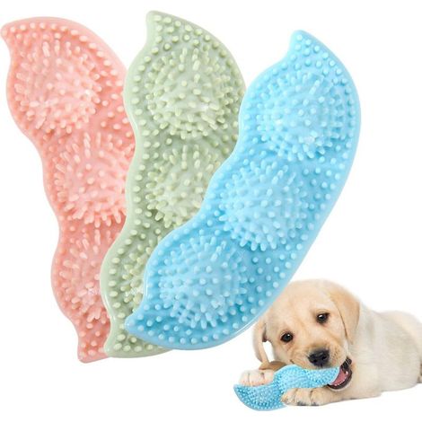 Un ensemble de 3 jouets à mâcher pour chiens en caoutchouc souple en forme de pois, adaptés aux chiens de petite et moyenne taille. (1/3)