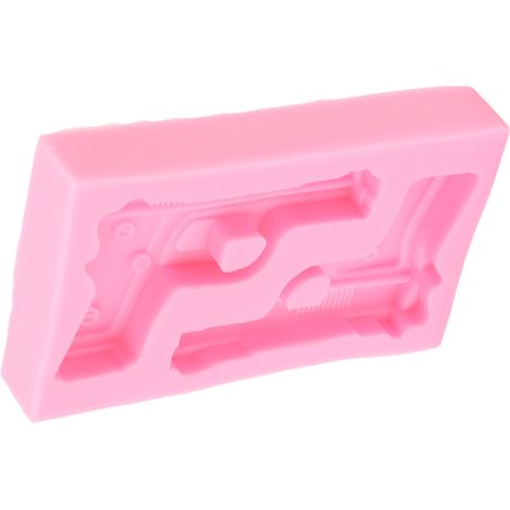 Silikon-Formpistole für Fondant, Waffenformen, Schokoladen- und Kuchenformen, DIY-Backwerkzeug, rosa (1/5)