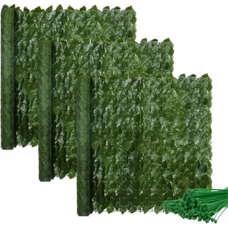 Haie artificielle pour balcon - verte - L600 x H50 cm - 12 panneaux - plastique (1/5)