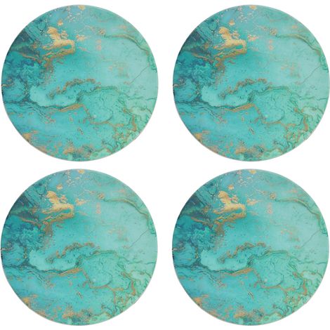 Sous-Verre - Pierre Céramique Absorbante - Motif Marbre - Dos Liège Anti-Dérapant - Pour Tasses et Mugs - Lot de 4 (1/5)