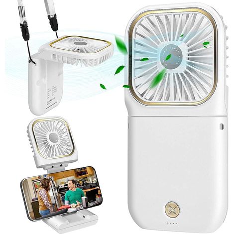 Mini ventilador USB silencioso com carregamento USB e 3 velocidades (branco)