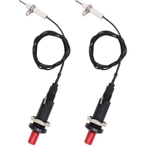 Lot de 2 briquets de cuisine avec bouton poussoir étoile Piezo Spark avec câble de résistance 200 degrés et longueur de 1 mètre (1/4)