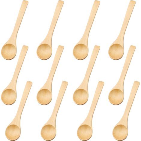 Set mit 12 Holzlöffeln, 13 x 3 cm – für Honig, Gewürze, Kaffee, Tee, Zucker, Marmelade, Eiscreme