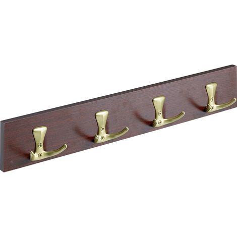 Hettich Garderobenleiste 4 Haken Holz 50 x 8 x 4,6 cm kirsch-goldfarben Garderobenhaken
