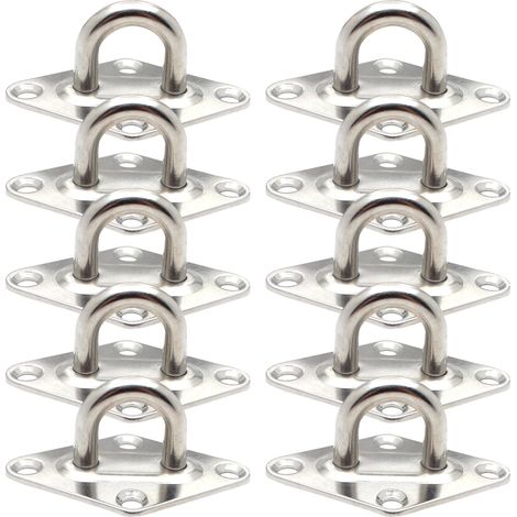 10 Pièces Fixation Anneau d'arrimage, Pontet INOX Oeil Plaques, Crochet d'arrimage Remorque Plaque Oeillet Acier Inoxydable 304 pour Fixer des Remorques Camions Bateaux Kayaks (60 x 36 mm,M5) (1/5)
