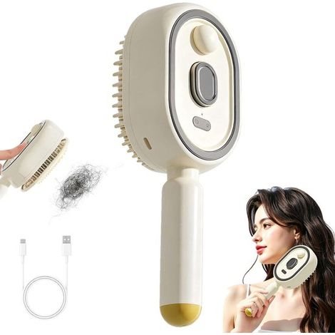 Elektrische Dampfbürste – mit Dampffunktion – Entwirrungsbürste – antistatisch – Entwirrungsbürste – Anti-Frizz-Lockenbürste – Anti-Verfilzungs-Haarbürste – Luft (1/5)