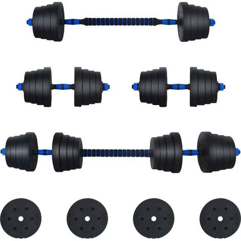 Ensemble d'haltères 2 en 1, 40 kg, ciment noir et bleu, sable de fer