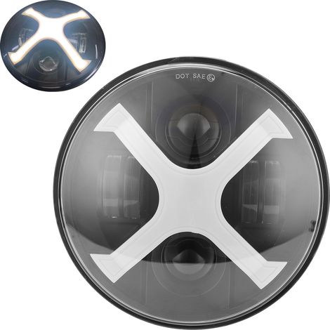 6,5 Zoll LED-Motorradscheinwerfer, Angel Eyes, X-förmig, Ersatz für CVO FLSTSE Cabriolet 2010-2012. (1/5)
