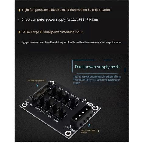 Universelle 12V Computergehäuse-Lüfter-Hub-Erweiterungskarte 8-Port-HUB