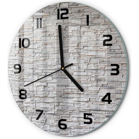 Horloge Murale Ronde Moderne en Verre Trempé Silencieuse Maison Bureau Mur de pierre fi 30 cm (1/5)