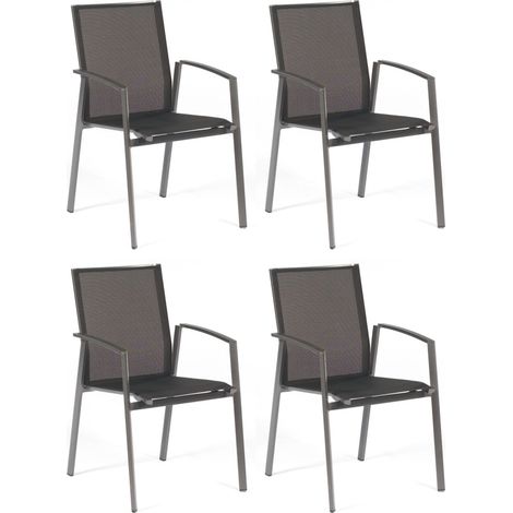 Sonnenpartner 4er-Set Stapelstühle Fresno Aluminium/Textilen anthrazit Stapelstuhl (1/2)